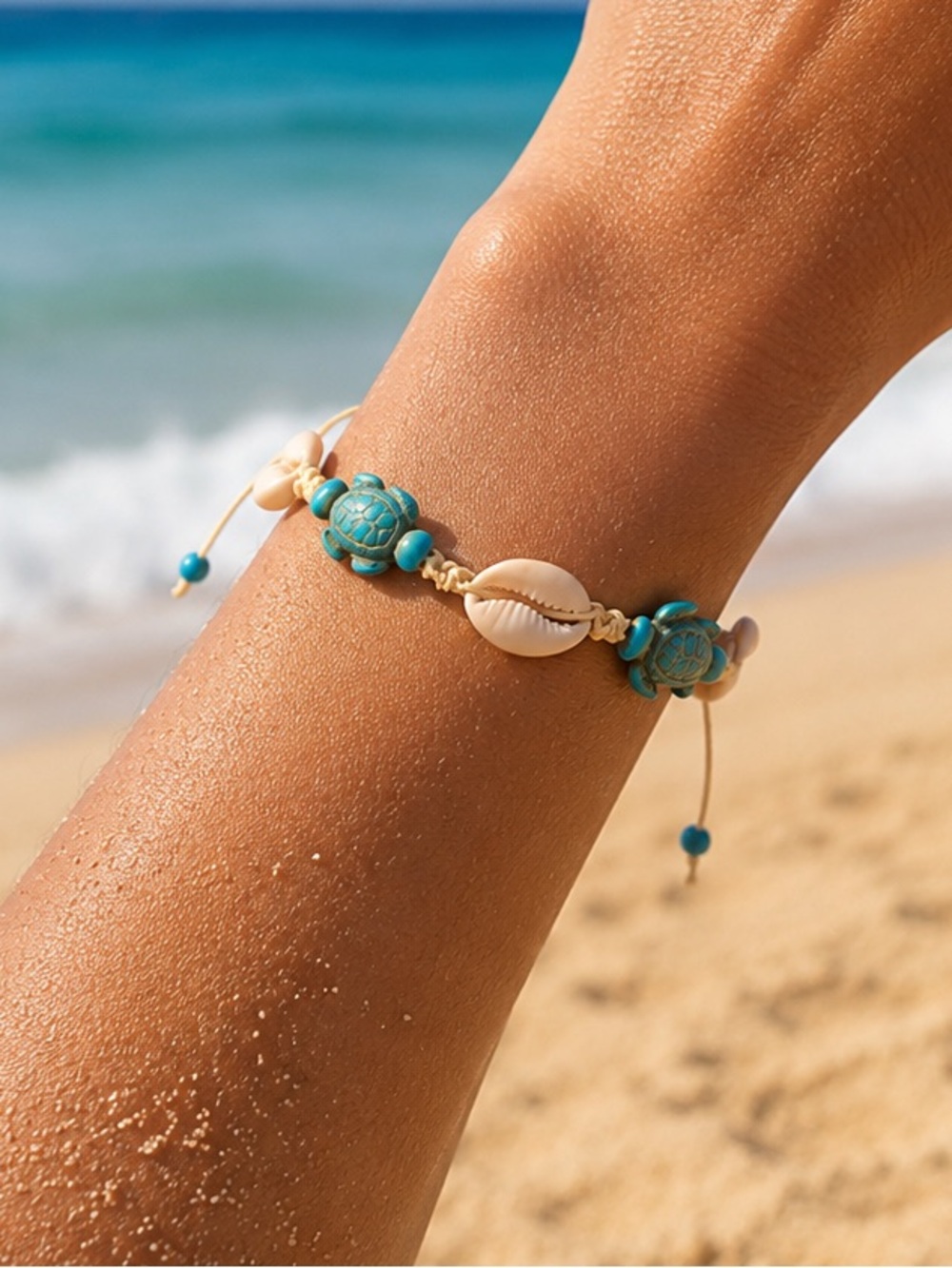🐢 Shell & Turtle Adjustable Bracelet/Anklet 🐚 - Picture 2 of 2